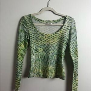 Vintage Roberto Cavalli Green Snake Print Long Sleeve Top, Size S